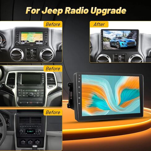 ekat Car Radio Stereo لجيب Wrangler JK 2007-2018 Compass Grand Cherokee Dodge Ram مع ترقية Carplay/Android Auto 2GB+64GB in Kuwait