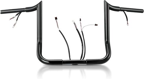 Black PRE-WIRED 12" Meathook Monkey Bar 1 1/4" Ape Hangers Handlebars for Harley Miter Cut 2014-2022 Street Glide/Electra Glide/Ultra Limited in Kuwait