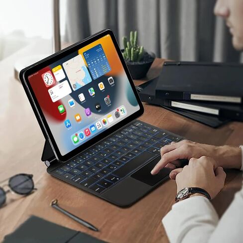 حافظة لوحة مفاتيح KVAGO لجهاز iPad Air 13 2024 وiPad Pro 12.9 (الجيل السادس والخامس والرابع والثالث)، لوحة مفاتيح سحرية لجهاز iPad Pro 12.9، حافظة لوحة مفاتيح مغناطيسية مع لوحة تتبع متعددة اللمس، رمادي in Kuwait