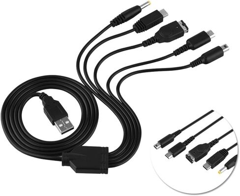 Zerone 5 in 1 Charger USB Cable for NDS LL/XL 3DS Multi-Function Fast Charging Cable Multi-Interface Design [Video Game] in Saudi Arabia