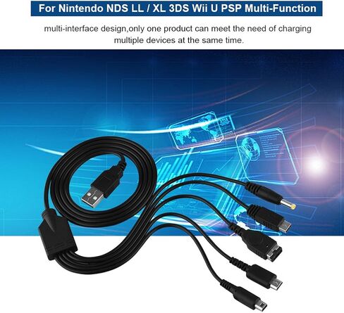 Zerone 5 in 1 Charger USB Cable for NDS LL/XL 3DS Multi-Function Fast Charging Cable Multi-Interface Design [Video Game] in Saudi Arabia