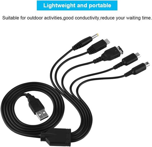 Zerone 5 in 1 Charger USB Cable for NDS LL/XL 3DS Multi-Function Fast Charging Cable Multi-Interface Design [Video Game] in Saudi Arabia