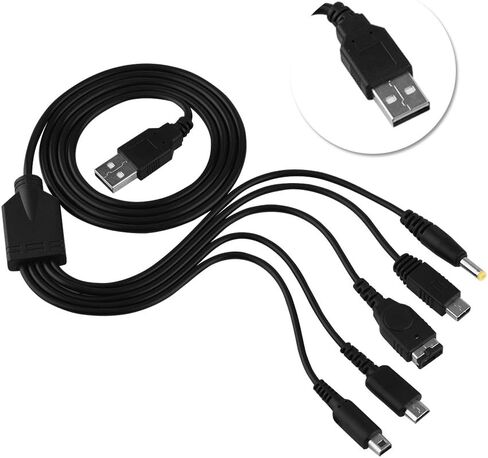 Zerone 5 in 1 Charger USB Cable for NDS LL/XL 3DS Multi-Function Fast Charging Cable Multi-Interface Design [Video Game] in Saudi Arabia