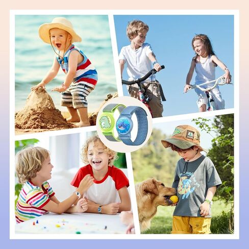 سوار نايلون Airtag للأطفال 2 عبوة معصم مع نمط الكرتون لطيف متوافق مع Apple Air Tag Anti Lost Lost Bands for Child (Rainbow) in Kuwait
