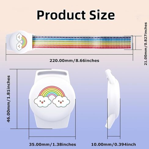 سوار نايلون Airtag للأطفال 2 عبوة معصم مع نمط الكرتون لطيف متوافق مع Apple Air Tag Anti Lost Lost Bands for Child (Rainbow) in Kuwait