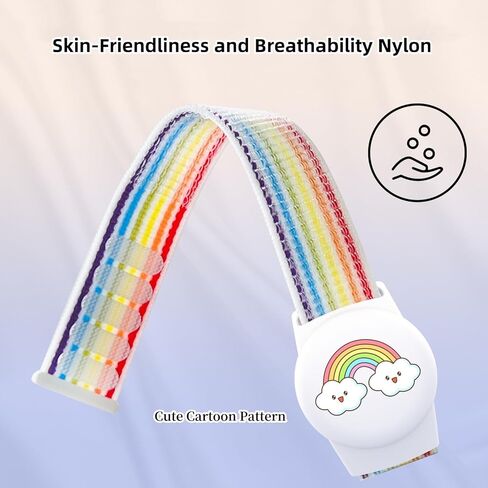 سوار نايلون Airtag للأطفال 2 عبوة معصم مع نمط الكرتون لطيف متوافق مع Apple Air Tag Anti Lost Lost Bands for Child (Rainbow) in Kuwait