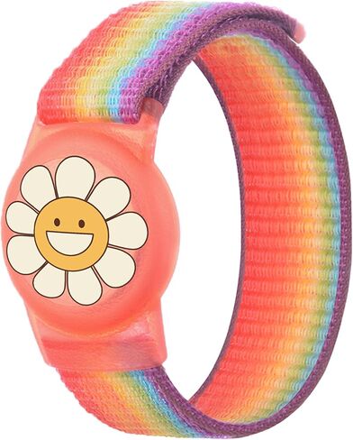سوار نايلون Airtag للأطفال 2 عبوة معصم مع نمط الكرتون لطيف متوافق مع Apple Air Tag Anti Lost Lost Bands for Child (Rainbow) in Kuwait