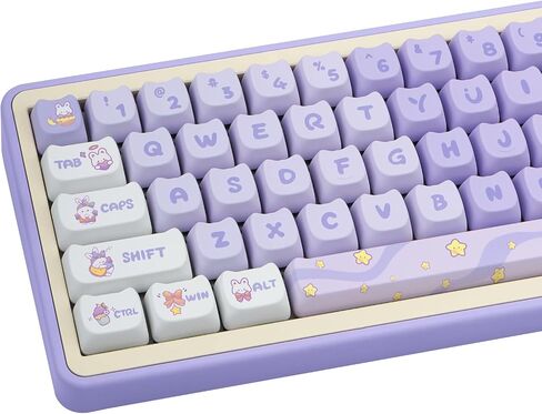Purple Cat Shaped Keycaps, 140 Keys Cute Mao Profile Keycap Dye-Sublimation, Custom Purple Dreamy Bunny PBT Keycaps for Cherry Gateron MX Swithes Mechanical Gaming Keyboards in Kuwait