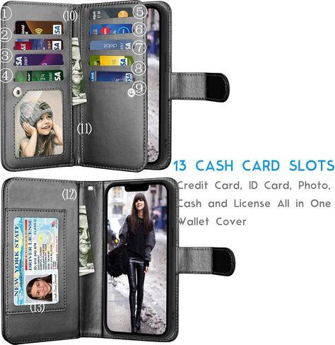 Tekcoo Wallet Case Compatible with iPhone 16E 2025 (6.1 inch) Luxury ID Cash Credit Card Slots Holder [Detachable Magnetic Hard Case] Carrying Pouch Folio Flip PU Leather Cover [Black] in Saudi Arabia