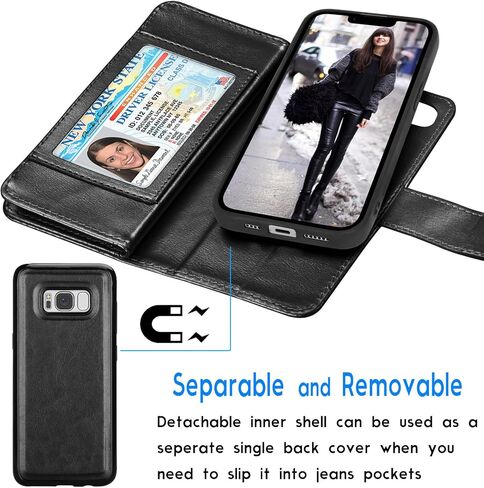 Tekcoo Wallet Case Compatible with iPhone 16E 2025 (6.1 inch) Luxury ID Cash Credit Card Slots Holder [Detachable Magnetic Hard Case] Carrying Pouch Folio Flip PU Leather Cover [Black] in Saudi Arabia