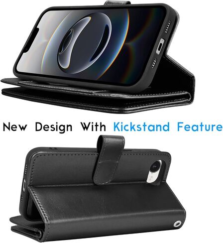 Tekcoo Wallet Case Compatible with iPhone 16E 2025 (6.1 inch) Luxury ID Cash Credit Card Slots Holder [Detachable Magnetic Hard Case] Carrying Pouch Folio Flip PU Leather Cover [Black] in Saudi Arabia