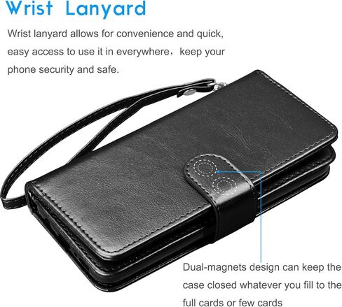 Tekcoo Wallet Case Compatible with iPhone 16E 2025 (6.1 inch) Luxury ID Cash Credit Card Slots Holder [Detachable Magnetic Hard Case] Carrying Pouch Folio Flip PU Leather Cover [Black] in Saudi Arabia