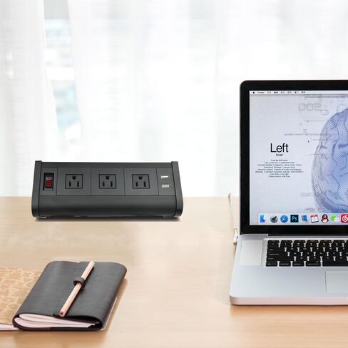 Table Edge Mount Power Strip Desk Clamp Power Sockets with 3 AC Power + 2 USB Charger +1 Switch for for Home Office Hotel (Silver) in Saudi Arabia