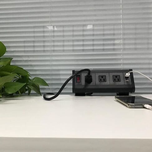 Table Edge Mount Power Strip Desk Clamp Power Sockets with 3 AC Power + 2 USB Charger +1 Switch for for Home Office Hotel (Silver) in Saudi Arabia