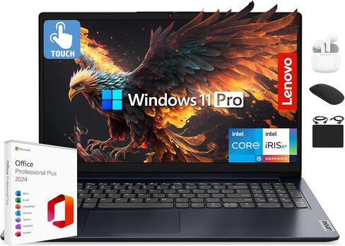 Lenovo IdeaPad Laptop 2025 Business Computer, 15.6" FHD Touchscreen, 16GB RAM, 1TB Storage (512GB SSD +500GB Ext), 10-Core Intel Core i5, Long Battery, HubxcelAccessory Win 11 Pro Lifetime Office 2024 in Saudi Arabia