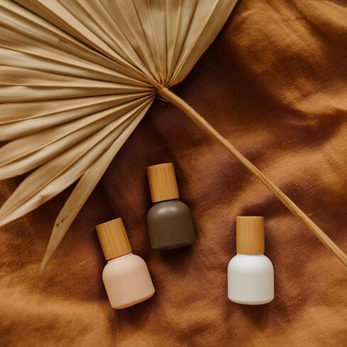 10ml Glass Roller Bottles with Bamboo Cap and Stainless Steel Ball for Essential Oils (Clear, Bamboo) in Saudi Arabia