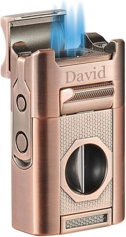 Personalized Visol Joplin Quad Torch Multi-Tool Table Lighter, Built in Guillotine and Wedge Cutters, Butane Refillable Adjustable Flame Lighter (Shipped without Butane) with Free Engraving (Gunmetal) in Kuwait
