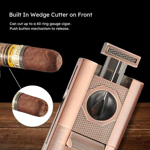 Personalized Visol Joplin Quad Torch Multi-Tool Table Lighter, Built in Guillotine and Wedge Cutters, Butane Refillable Adjustable Flame Lighter (Shipped without Butane) with Free Engraving (Gunmetal) in Kuwait