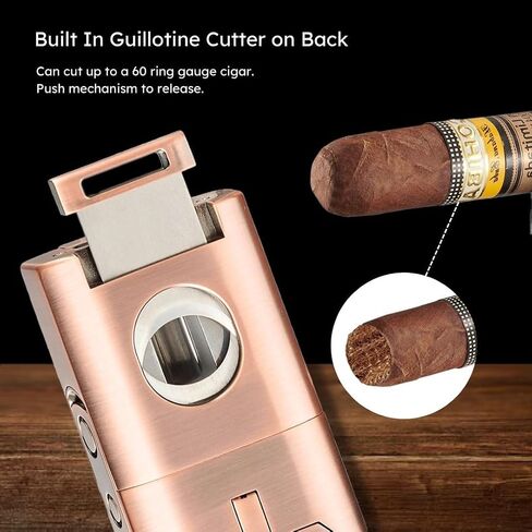 Personalized Visol Joplin Quad Torch Multi-Tool Table Lighter, Built in Guillotine and Wedge Cutters, Butane Refillable Adjustable Flame Lighter (Shipped without Butane) with Free Engraving (Gunmetal) in Kuwait