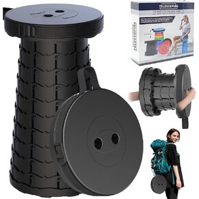 Upgraded Collapsible Stool with Adjustable Strap,Lightweight Folding Stool,Load Capacity 400lbs,Retractable Camping Stool Portable Folding Chair or Travel Footrest for Outdoor Fishing Hiking BBQ