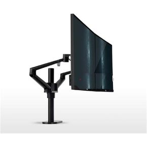 OL-2 Aluminum Height Adjust 17-32" Dual Screen Monitor Holder Arm Full Motion Monitor Bracket Desktop Stand TV Mount(Black)