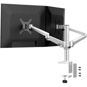 Aluminum OA-4S 10-27" Double Arm Dual Screen Desktop Mount Monitor Table Stand Pad Desk Mount Stand Monitor Bracket Shelf(OA-4S-L)