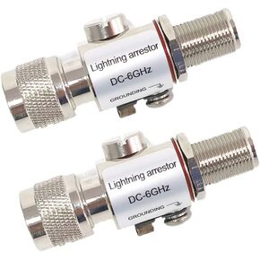 4G LTE Antenna Lightning Arrestor N Type Male to Female 50ohm 0 to 6 GHz for Outdoor Antenna (2pcs)