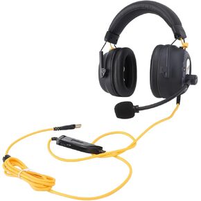 Gaming Headset, HiFi Surround Sound USB Headset ABS PC Ergonomic for Work (White)