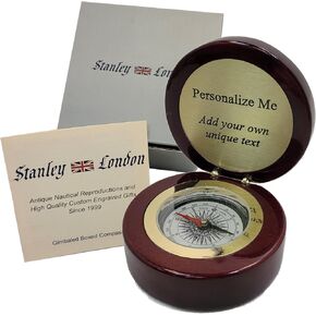 Engravable Executive Navigator Desk Compass in Luxurious Lacquered Piano Finish Case | Personalized Compass Gift Engraved with a Custom Message or Select from Pre-Engraved Plaques