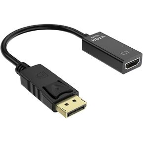4K DisplayPort to HDMI Adapter, 1PCS Gold-Plated Uni-Directional DisplayPort PC to HDMI Screen Converter (Male to Female), Supports 3840x2160@30Hz