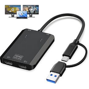 USB 3.0 to Dual HDMI Adapter, Type C to HDMI Splitter for 2 Monitors, Double 1080P@60Hz Universal Multiple Screen Connector, Extended Display Adapter for MacOS 10.15/Windows 11/10/8.1/8/7