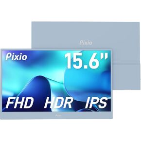 Pixio PX160 Wave Pink Portable Monitor 15.6 inch 60Hz Refresh Rate FHD 1080p Resolution IPS Panel HDR Screen Cover Stand USB-C HDMI Display for Laptop, PC, Console, Phone