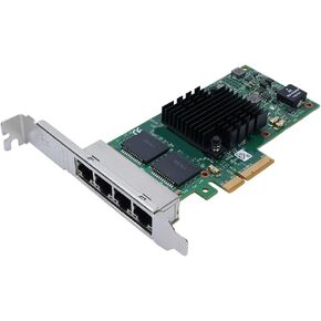 Gigabit Ethernet Server Adapter with QoS, EEE, iSCSI, VLAN, PCI E 4X, RJ45 Ports, 4 Port Network Card, for Win 10, 8.1, 8, for Server 2019, for Linux, Dual Copper