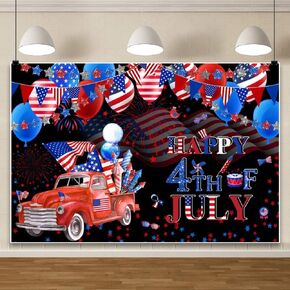 ChloropLastid 10x8ft Happy 4th of July Backdrop America Flag Balloons Independence Day Photography Background Fourth of July Patriotic Veterans Memorial Day Party Decorations Banner Photo Props