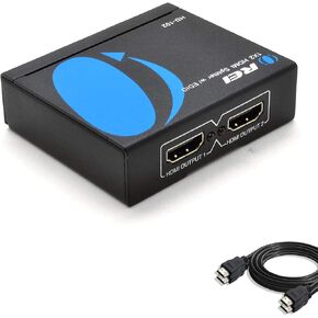 OREI 4K 1x2 HDMI Splitter 1 Port to 2 HDMI Display Duplicate/Mirror - 3 Pack HDMI Cable Included
