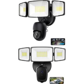 Onforu Floodlight Camera 360° View & 5500-Lumen 2K HD Smart Security Flood Light Surveillance Cam Wired, Custom Motion Detection Zones & Light Alerts, Color Night Vision, 2-Way Audio, 24/7 Record