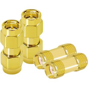 محولات SMA Kit 4pcs ، SMA موصل الذكور إلى الذكور والإناث إلى موصل الكابلات المحورية الأنثوية للهوائيات ، وأجهزة الشبكة المحلية اللاسلكية ، والراديو ، واي فاي