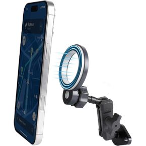 Magnetic Phone Holder with AMPS Standard Drill Base for Magsafe, Aluminum 360° Rotation Phone Mount for Car Dashboard Truck Boat Desk, Compatible with iPhone 16 15 14 13 12 Series