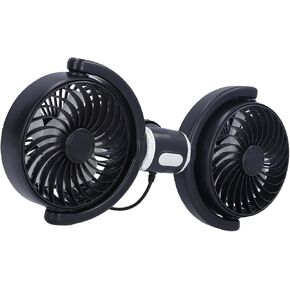 Fafeicy USB Car Cooling Fans for Backseat Dual Head Powerful Vehicle Cooling Fans for Quick Air Circulation in Car for Hot Weather Drivers and Passengers ABSPP Material