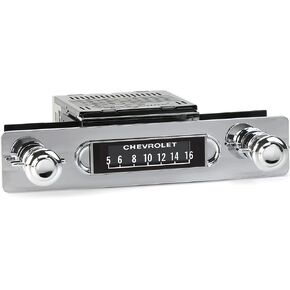 RetroSound Apache Radio with Installation Bezel, Chrome Knob Kit and Vintage Dial Screen Compatible with 1955-59 GMC or Chevrolet Truck