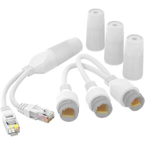 Professional- Waterproof PoE Splitter Simultaneous Online Separator Support POE Monitoring Easy Connection for Industry Poe Combiner Splitter Adapter Ethernet Splitter 1 to 2 Adapter Simultaneous