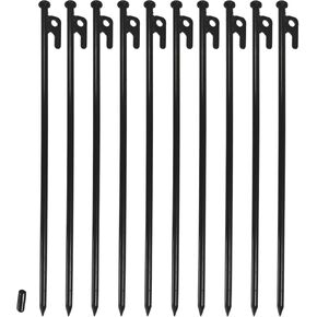16 بوصة Stakes Tent Tent Stakes - 10 حزمة طويلة ، وأوتاد التخييم غير القابلة للكسر للرياح المقاومة للرياح والصخرية والشاطئ والفناء الخلفي - متين وغير مرن لجميع الطقس