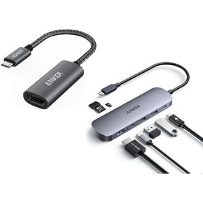 Anker USB C Hub, 7-in-1 Multi-Port Adapter for Laptops&Anker USB C to HDMI Adapter (4K@60Hz)