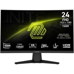 MSI MAG 244C 24-inch 1920 x 1080 (FHD) Gaming Monitor, 180Hz, Adaptive-Synch, HDMI, DisplayPort, VESA Mountable, Tilt, Height Adjustable, Speaker, 1ms, Black