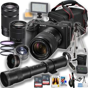 Sony A6700 Mirrorless Camera w/18-135, 55-210mm and 420-800mm Lens Vlogging/Video Creator Bundle with LED Light, Tripod and More (21pc Bundle)