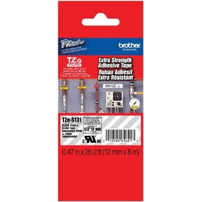 Brother 1/2 Inch x 26.2 Feet Black on Clear Tape with Super Strong Adhesive (TZ-S131)