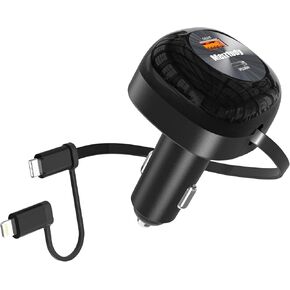 2025 Upgrade Smallest Retractable Car Charger, Merrtody 81W Max Ultra-Compact Fast Car Adapter with Retractable 30-inch USB-C Cable for iPhone 16/15/14, MacBook Pro, iPad, Galaxy, Pixel, and More