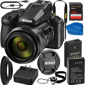 Nikon COOLPIX P950 Digital Camera with Accessory Bundle: SanDisk 128GB Extreme Pro SDXC Memory Card, Extended Life Replacement Battery (1500mAh) & More (11pc Bundle)