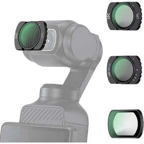JJC 3PCS مجموعة المرشحات المغناطيسية التي تم تعيينها لـ DJI Osmo Pocket 3 ، CPL ، NDV2-32 ، مجموعة مرشح Mist 1/4 متوافقة مع Pocket3 ، Frant Frame HD Optical & Multi Coated