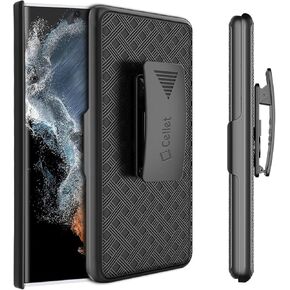 HLSAMS22U-Cellet Galaxy S22 Ultra Holster Case ، حالة هاتف الحافظة الثقيلة مع ركلة مدمجة ومقطع حزام الربيع